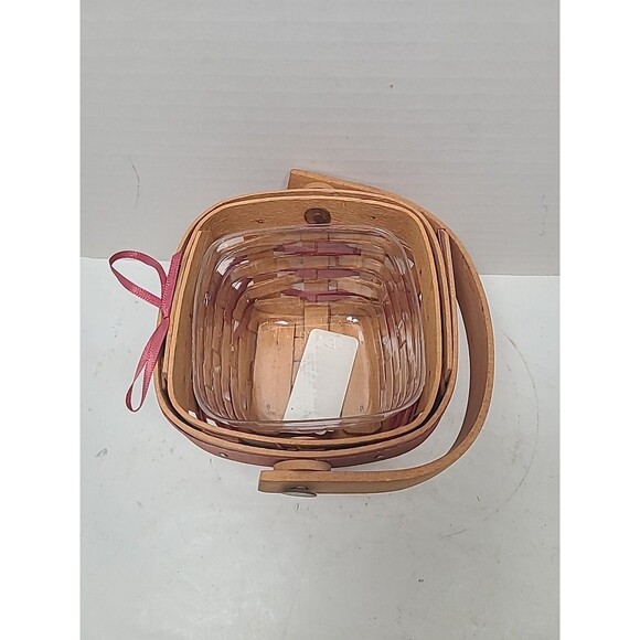 Vintage Longaberger 1995 Small Berry Basket Heart Sentiments Tie On - Picture 5 of 7